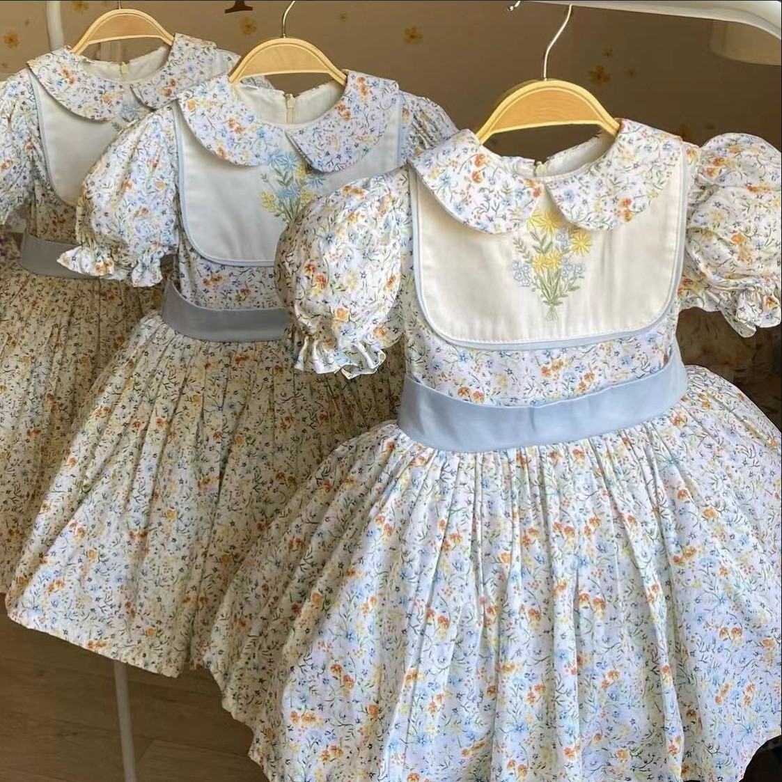 Embroidery Yellow Dress - 0-12Y bébé fille été fleur broderie