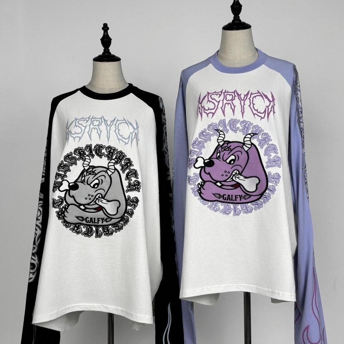 Embroidery Cotton Shirt - T-shirt à manches longues et larges,