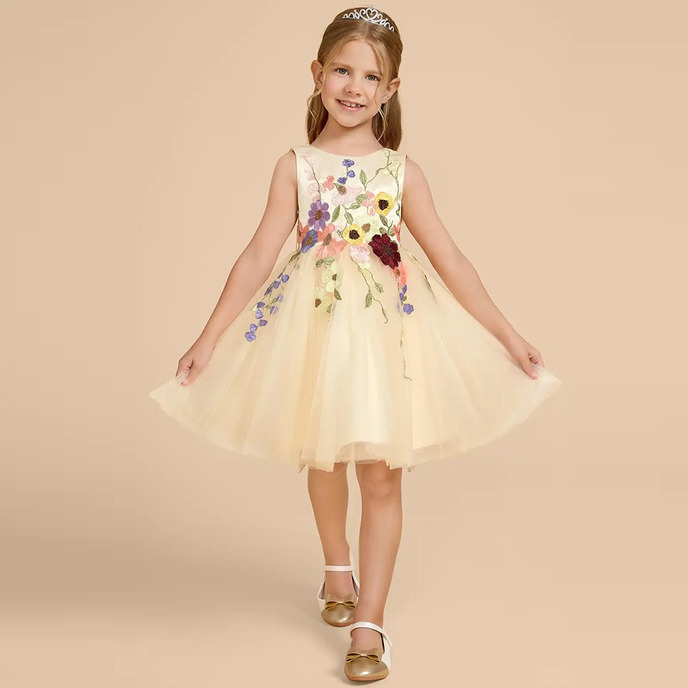 Embroidery Yellow Dress - Robes de demoiselle d'honneur en tulle