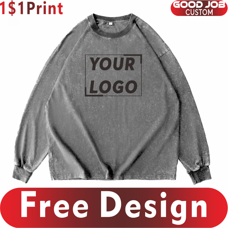 Embroidery Design Logo - T-shirts personnalisés Vintage à manches longues