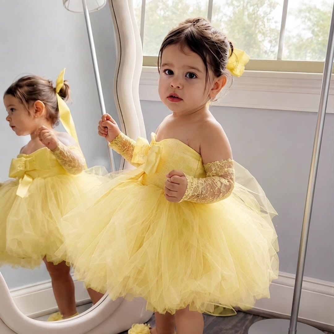 Robe de princesse jaune pour f - Embroidery Yellow Dress avis et prix
