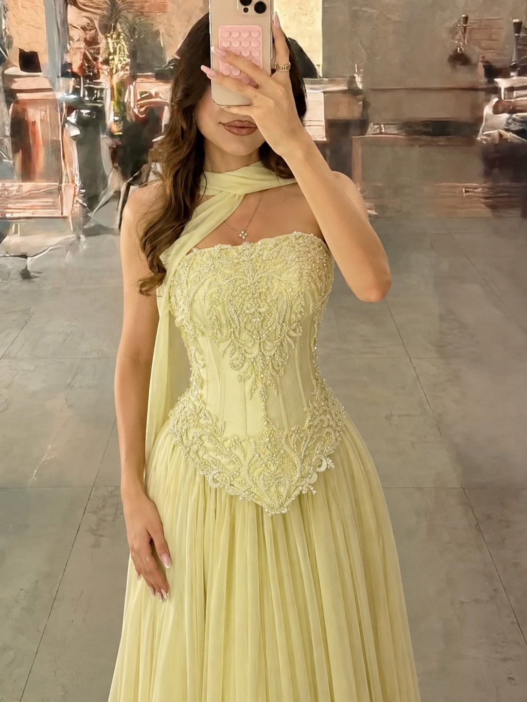 Robe de soirée personnalisée s - Embroidery Yellow Dress avis et prix