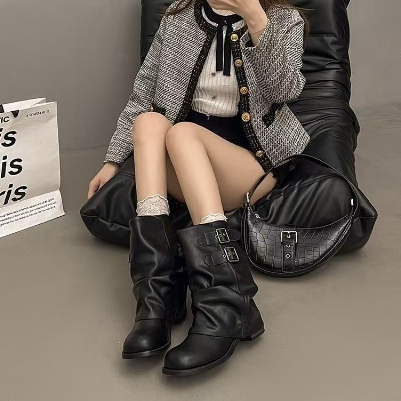 Bottes mi-mollet noires pour f - Embroidery Garments avis et prix