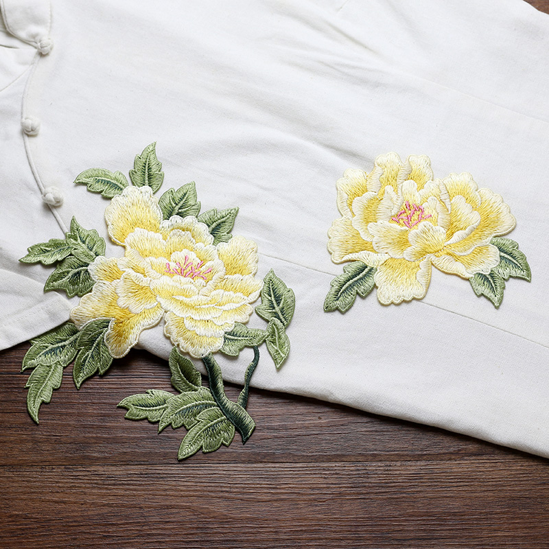 1 paire de patchs brodés de fl - Embroidery Yellow Dress avis et prix
