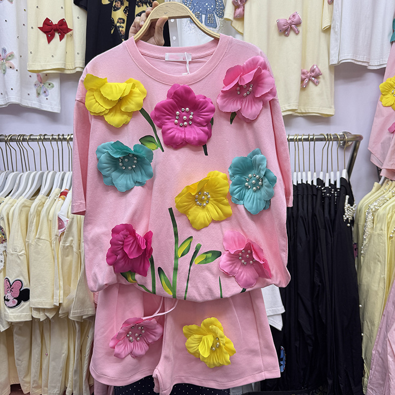 T-shirt d'été à fleurs colorée - Embroidery Cotton Shirt avis et prix