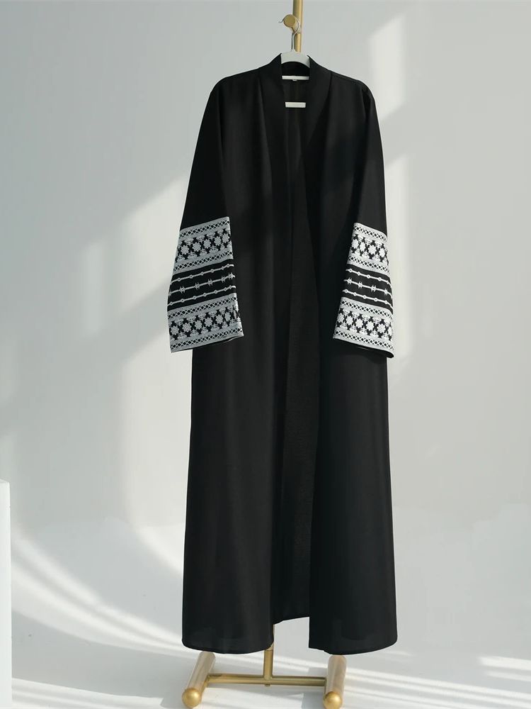 Ramadan Eid noir ouvert Kimono - Embroidery Kebaya avis et prix