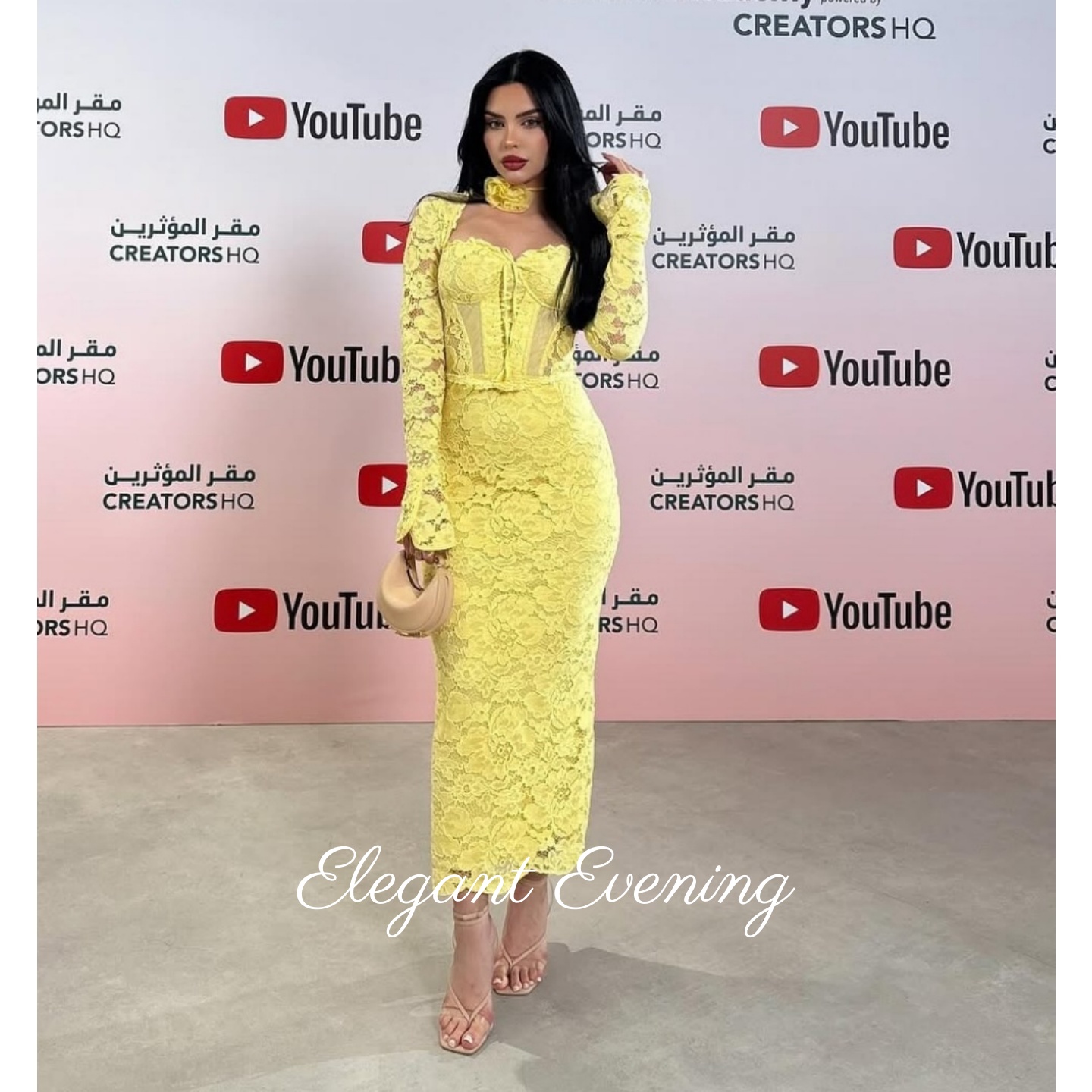 Robe de bal en dentelle jaune  - Embroidery Yellow Dress avis et prix