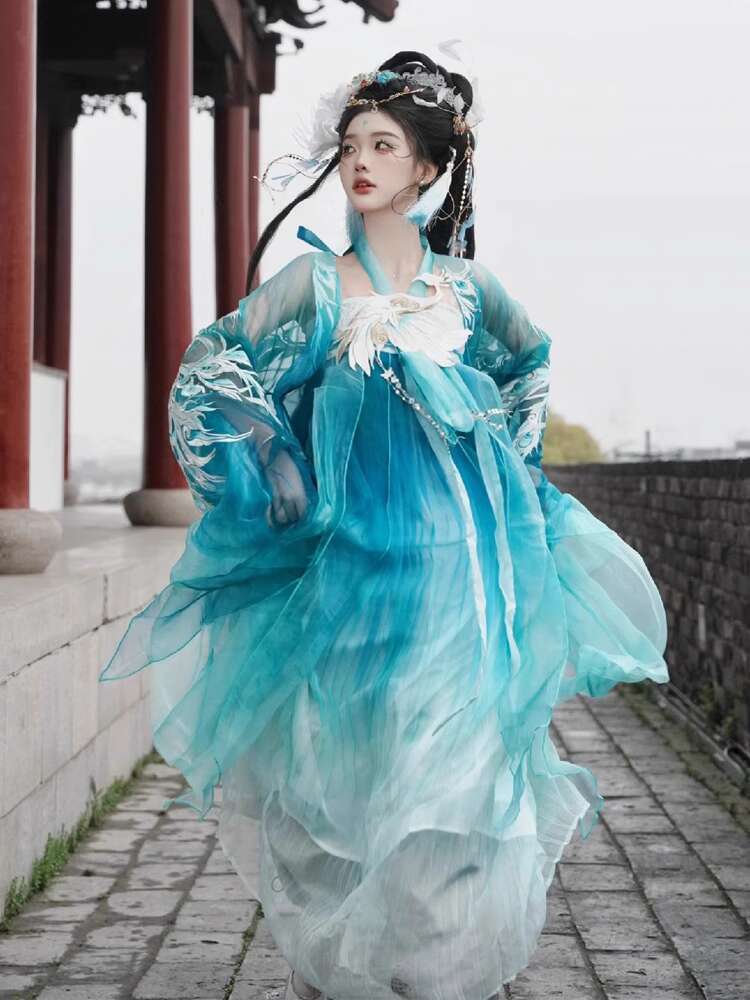 Nouveau paon Hanfu femmes mode - Embroidery Cotton Shirt avis et prix