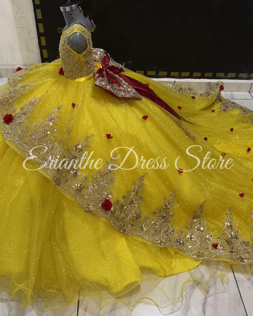 Robe de demoiselle d'honneur j - Embroidery Yellow Dress avis et prix